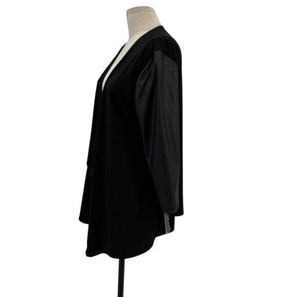 Clara Sunwoo Liquid Leather Sleeve Drape Cardigan Black Size Large *flawed - Picture 5 of 12
